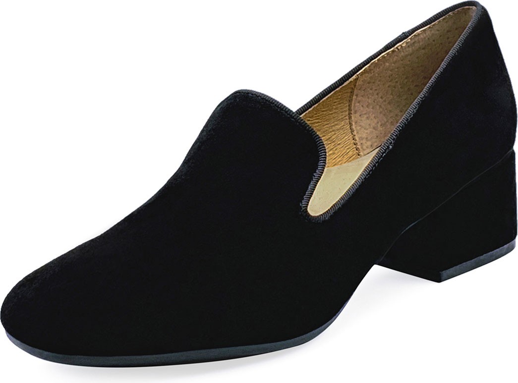 Bettye Muller Breeda Block-Heel Suede Loafers
