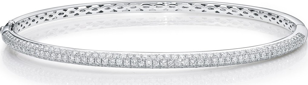 Memoire 18k White Gold Diamond Pave Bangle