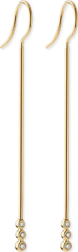 Mizuki 14k Gold Three-Diamond Bar Earrings
