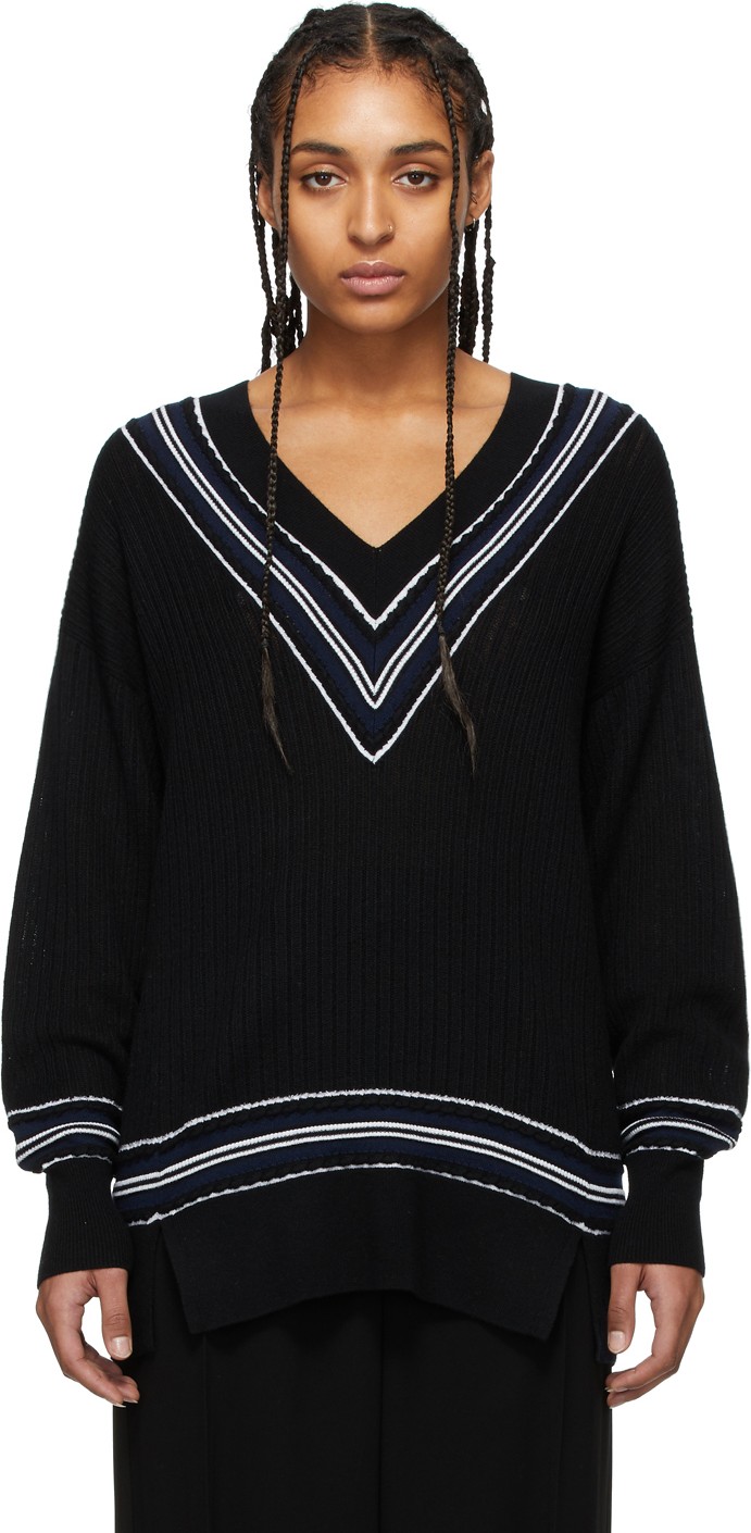 Rag & Bone Black Merino Dianna V-Neck Sweater