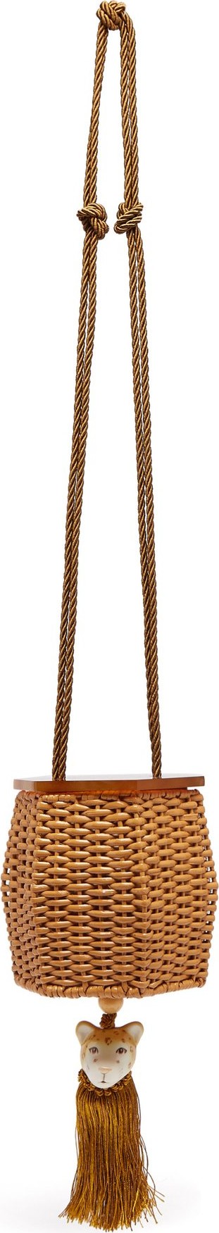 Wai Wai Fauna tiger-charm wicker cross-body bag