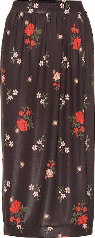 Simone Rocha Floral jersey midi skirt