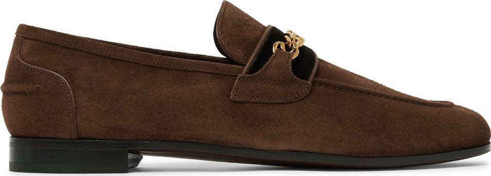 TOM FORD Wilton Chain-Embellished Velvet-Trimmed Suede Loafers