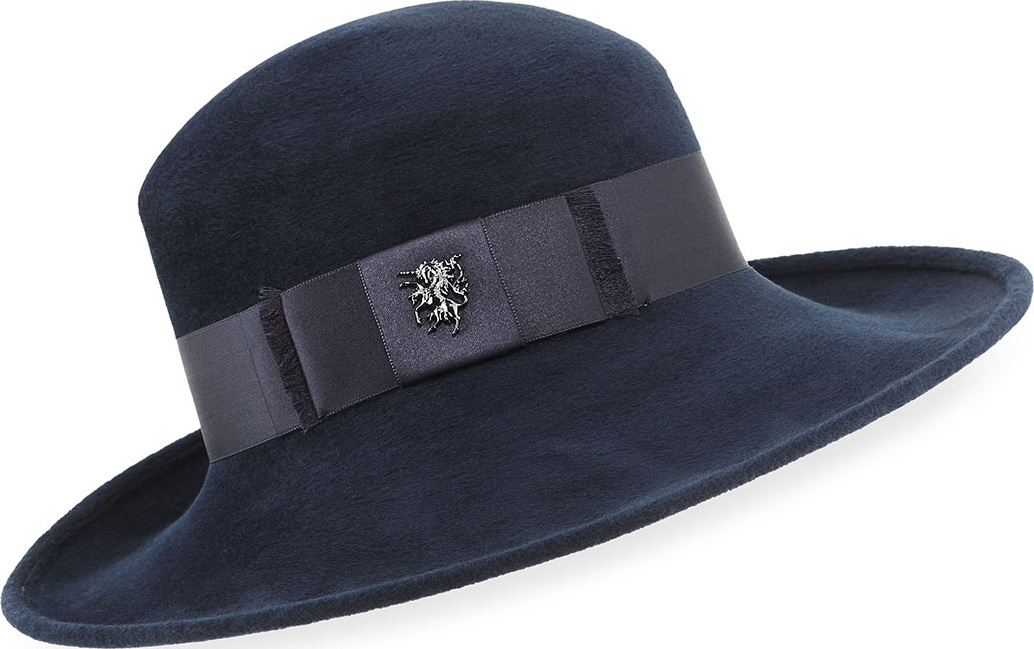 Philip Treacy Velour Fedora Hat w/ Satin Hat Band