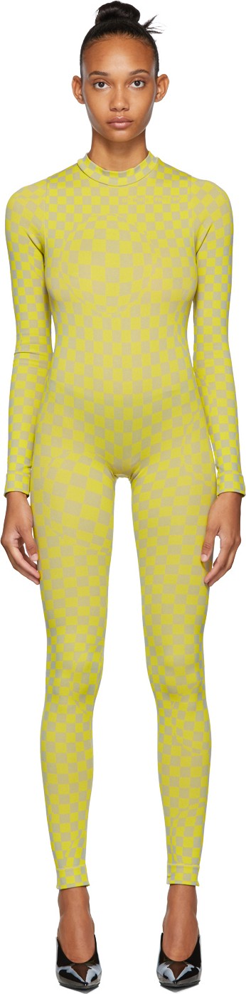 Off White Yellow Bubble Check Jumpsuit