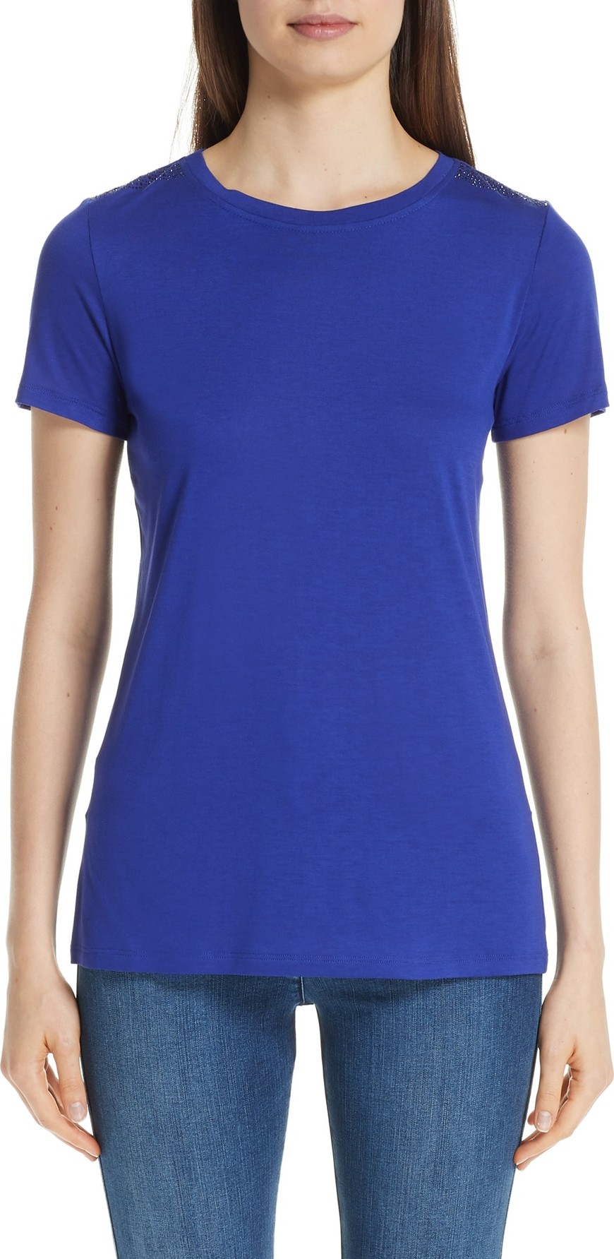 St. John Crystal Embellished Jersey Tee