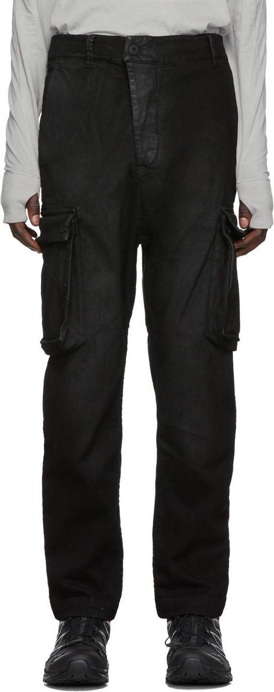 11 By Boris Bidjan Saberi Black Used Felt Cargo Pants