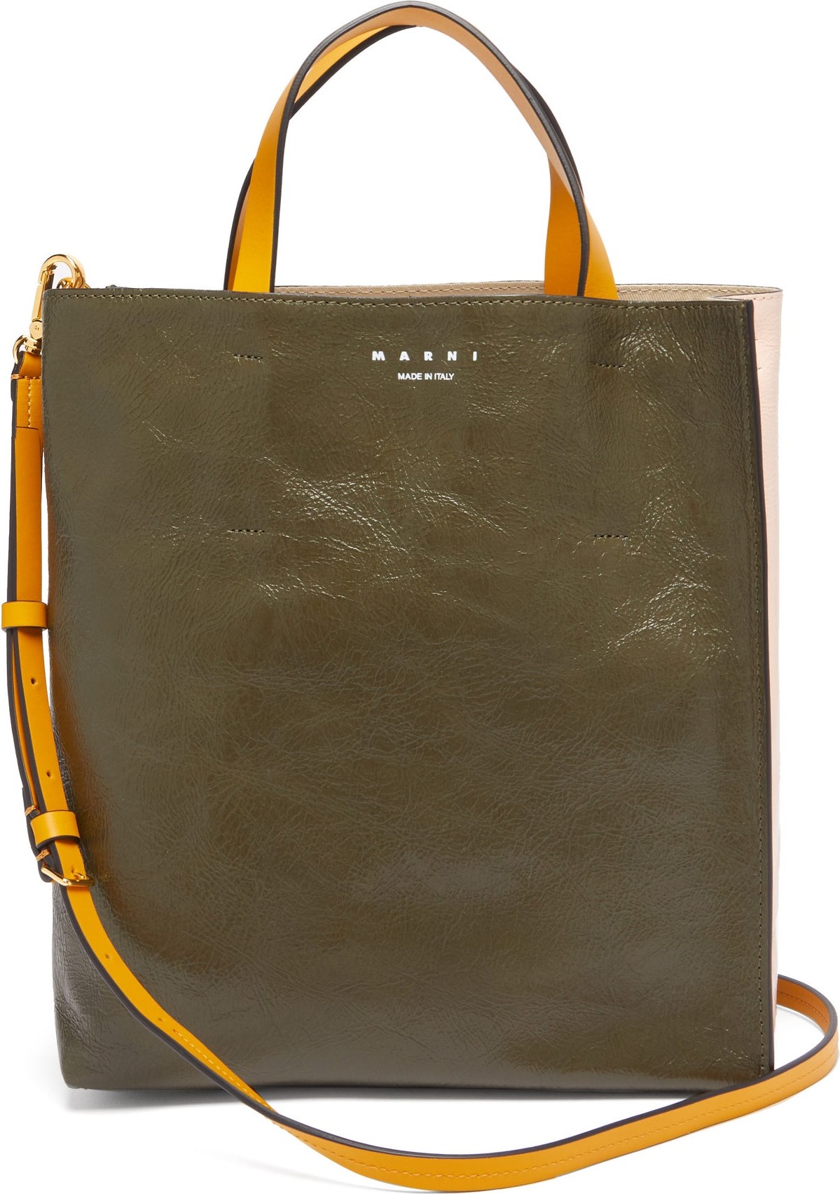 Marni Museo small crackled-leather tote bag