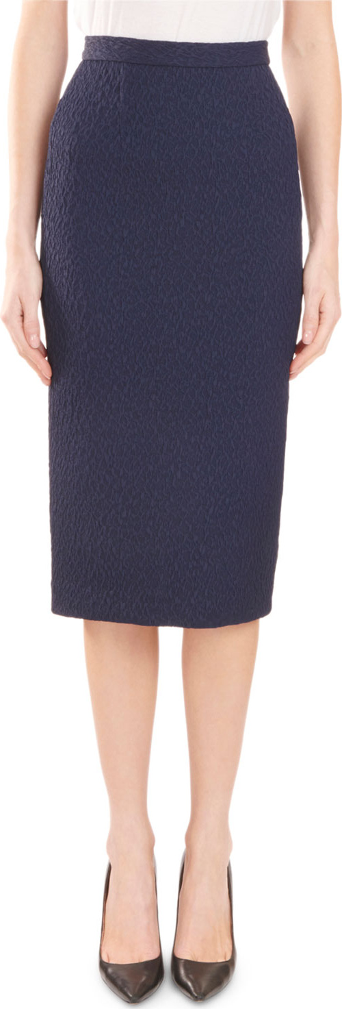 Roland Mouret Arreton Puckered-Stretch Pencil Skirt with Back Zip