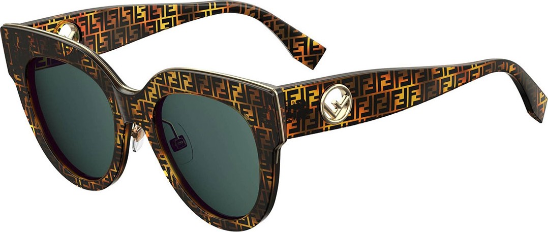 Fendi FF-Print Round Acetate Sunglasses