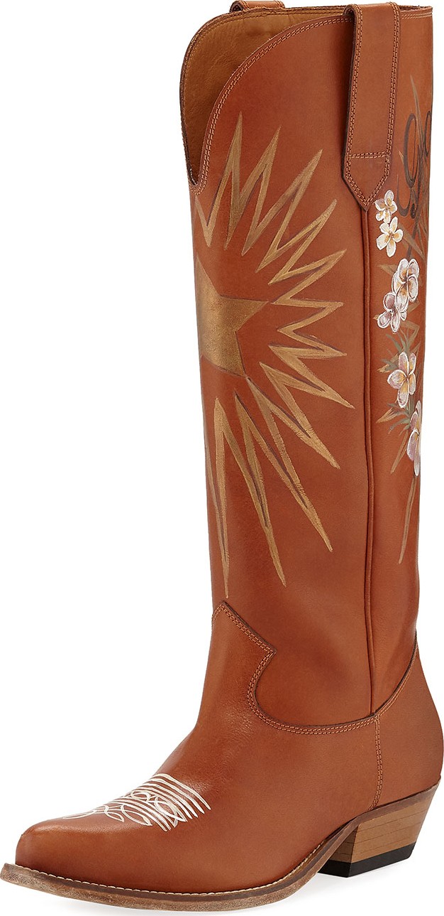 Golden Goose Deluxe Brand Wish Star Painted Western Boots