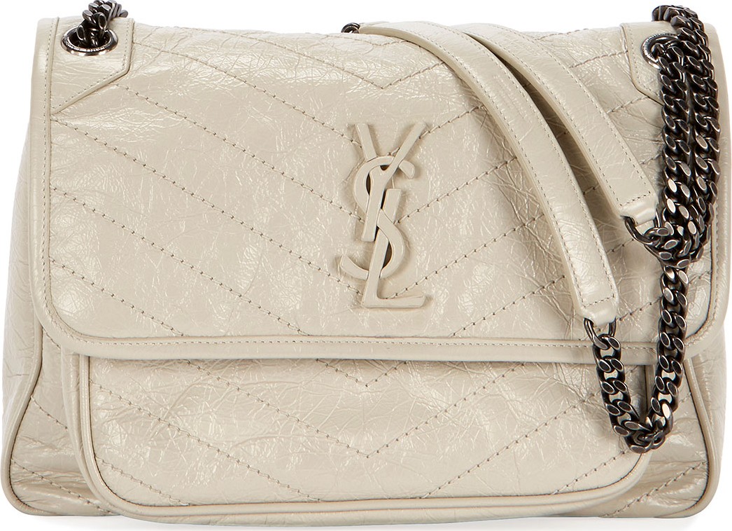 Saint Laurent Niki Medium Monogram YSL Shiny Waxy Quilted Shoulder Bag
