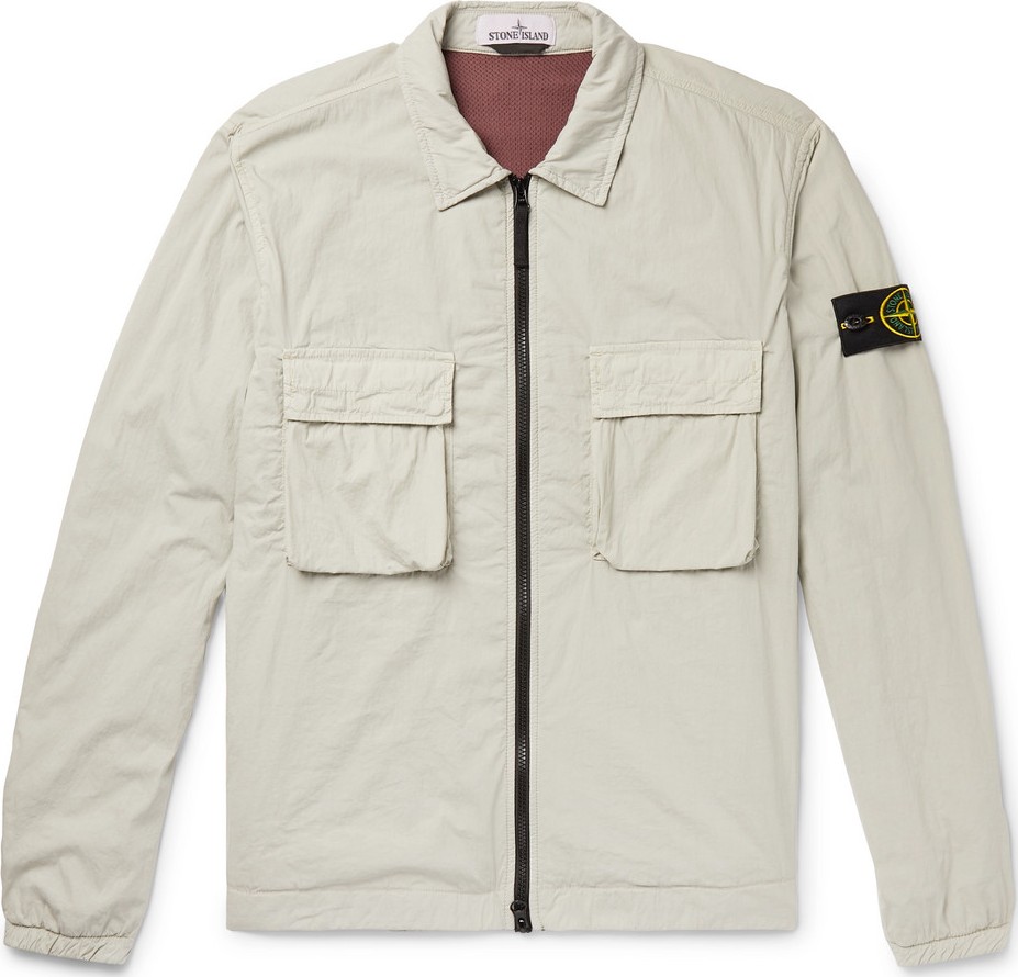 Stone Island Logo-Appliquéd Garment-Dyed Cotton and Nylon-Blend Jacket