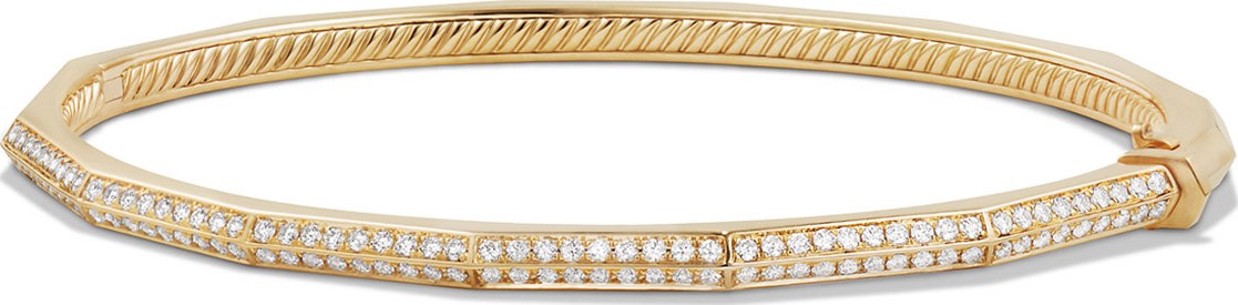David Yurman Stax 18k Gold Faceted Bracelet with Diamonds, Size M