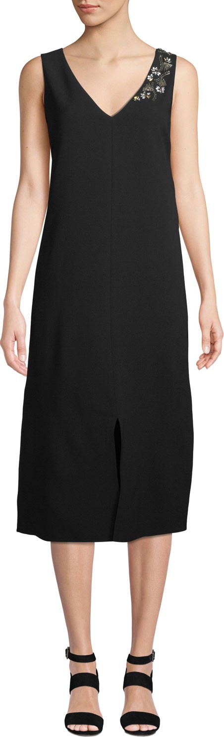 Lafayette 148 New York Dante Finesse Crepe Dress with Embellished Detail