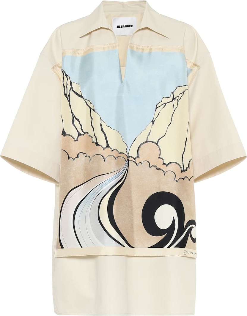 Jil Sander Printed silk-trimmed cotton shirt