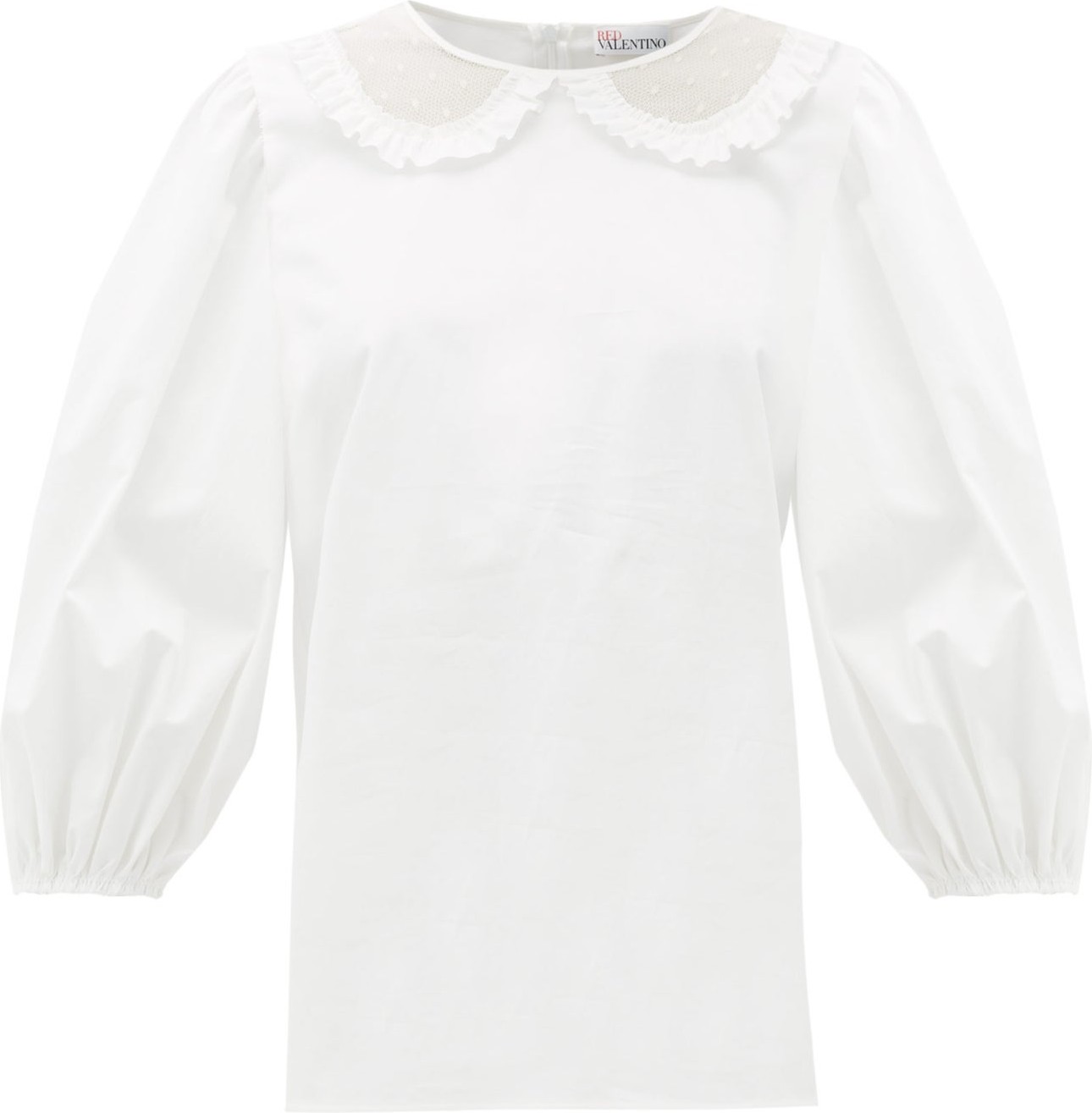 RED Valentino Tulle and lace collar cotton blouse
