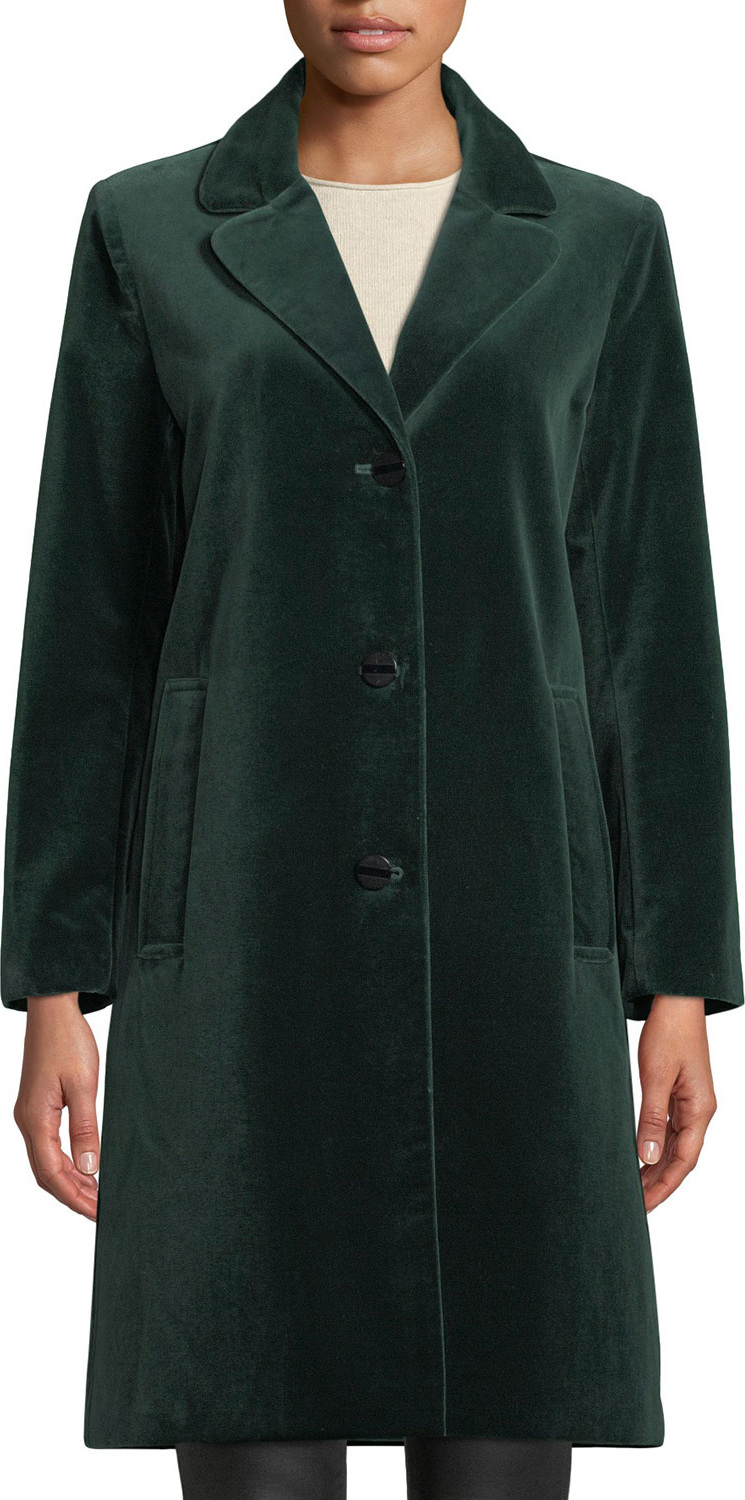 Jane Post Single-Breasted Velvet Coat