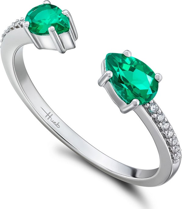 Hueb Spectrum 18k White Gold Emerald & Diamond Ring