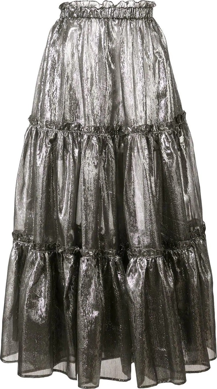 Lisa Marie Fernandez ruffle details metallic skirt