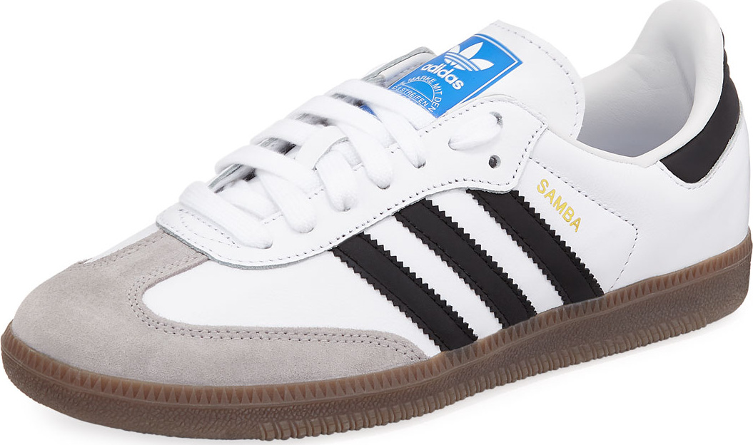 Adidas Samba Original Leather/Suede Sneaker, White/Black/Granite