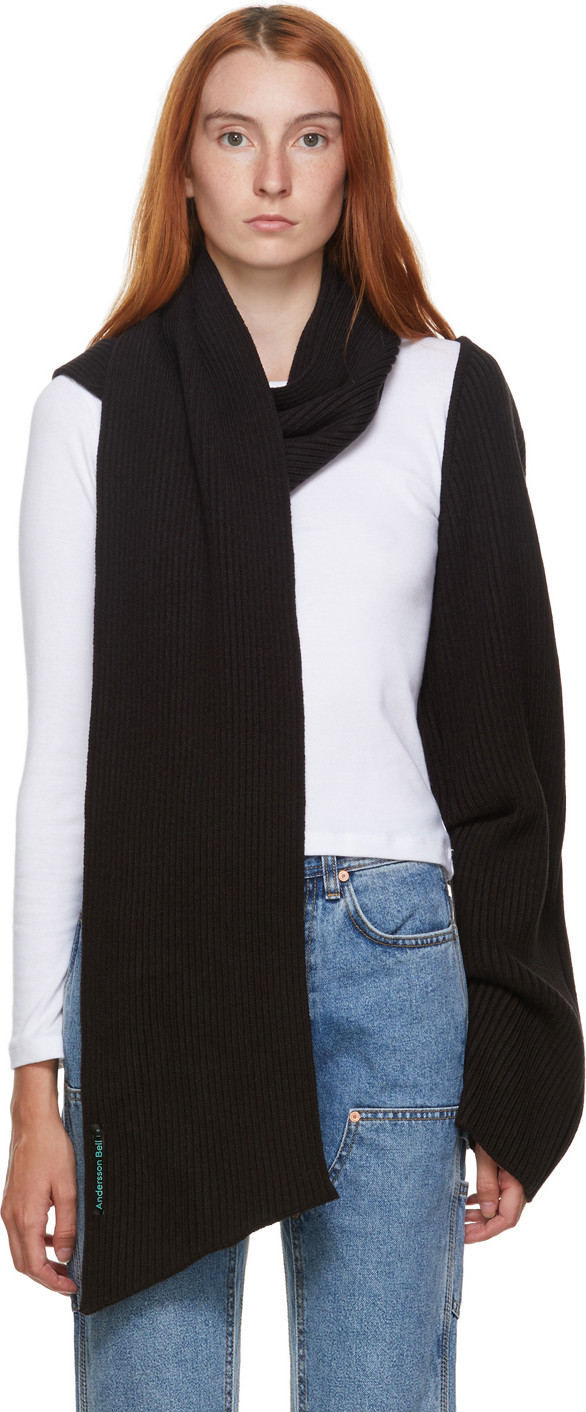 Andersson Bell - SSENSE Exclusive Black Sienna One Sleeve Muffler Scarf