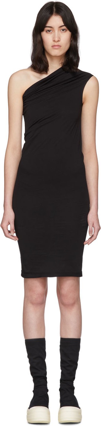 Rick Owens DRKSHDW Black One Shoulder Tunic Dress
