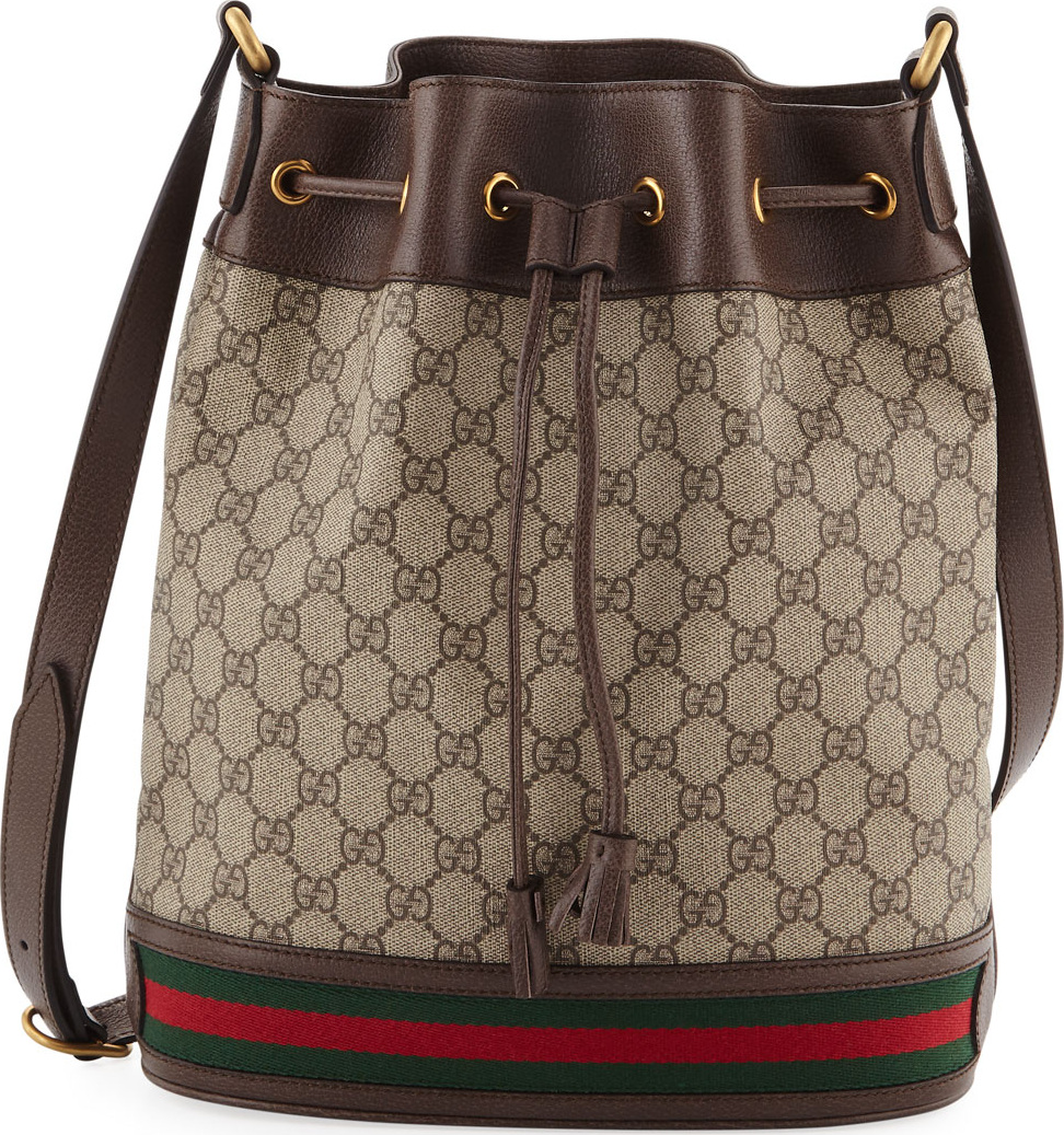 Gucci Ophidia GG Supreme Canvas Drawstring Bucket Bag