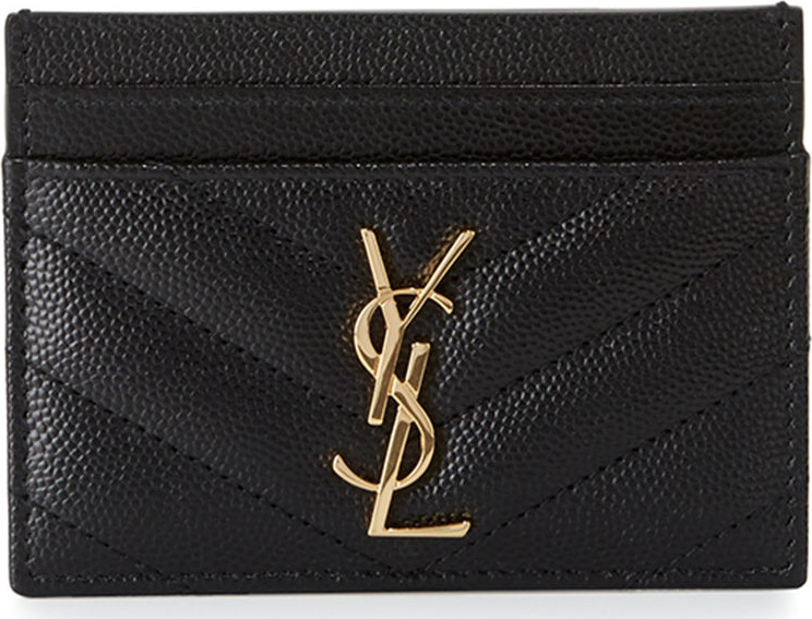 Saint Laurent Monogram YSL Matelassé Leather Card Case