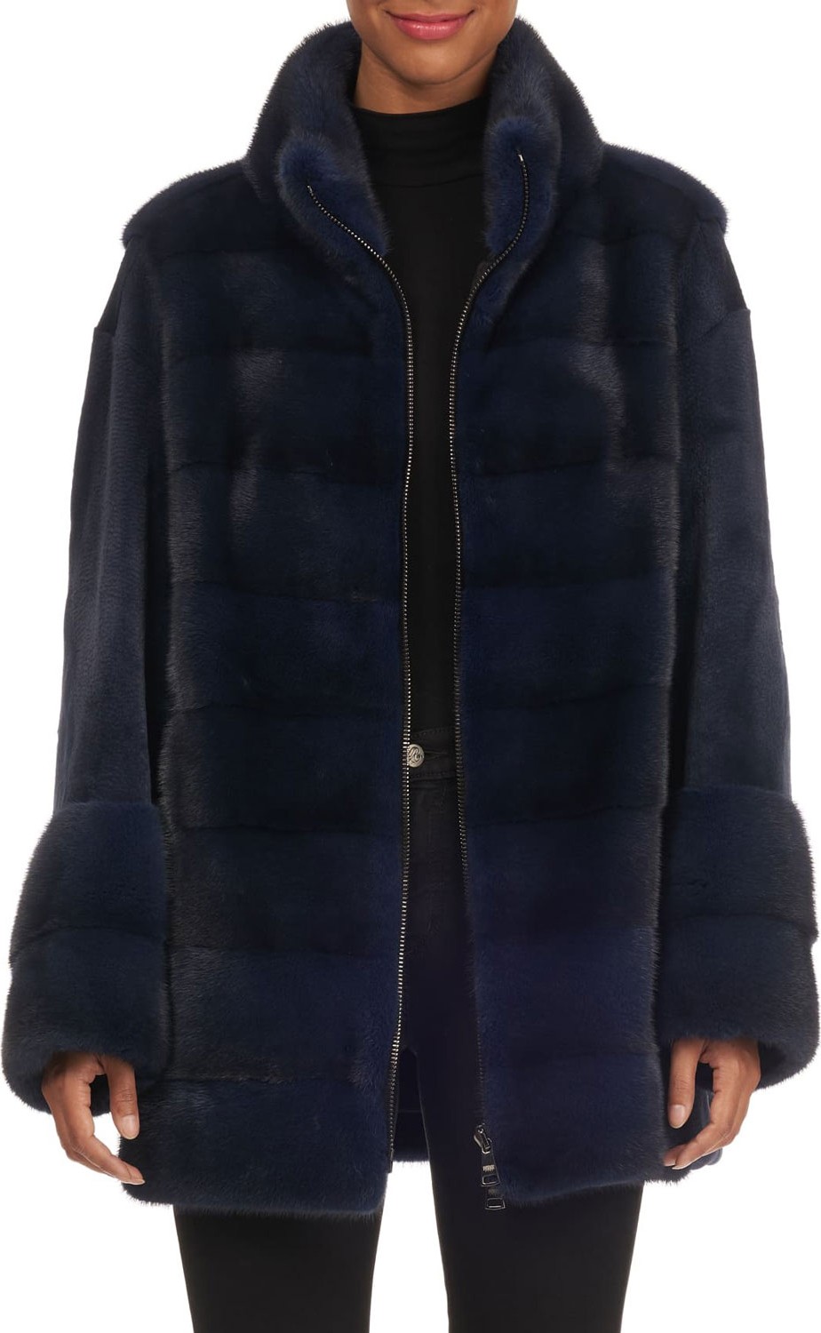 Gianfranco Ferre Sheared Sleeve Zip-Front Mink Jacket