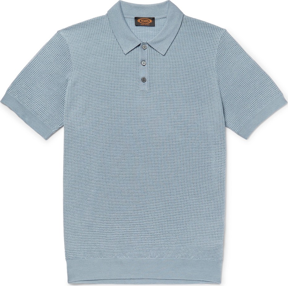 Tod's Slim-Fit Textured Merino Wool and Silk-Blend Polo Shirt