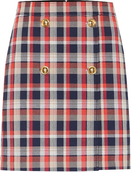 Tory Burch Checked cotton-blend miniskirt