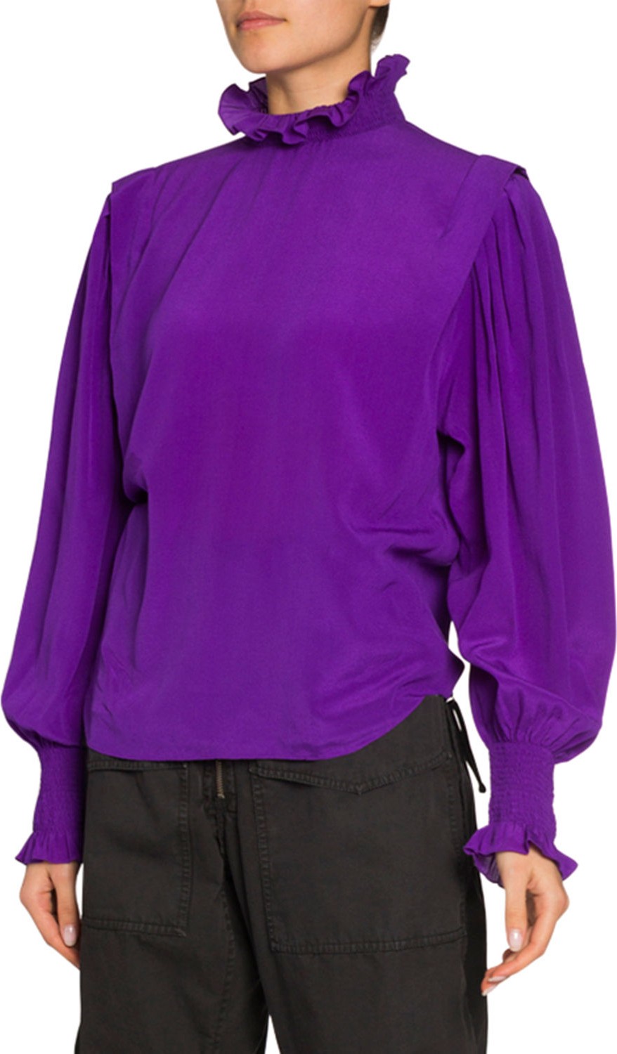 Isabel Marant Etoile Yoshi High-Neck Silk Blouse