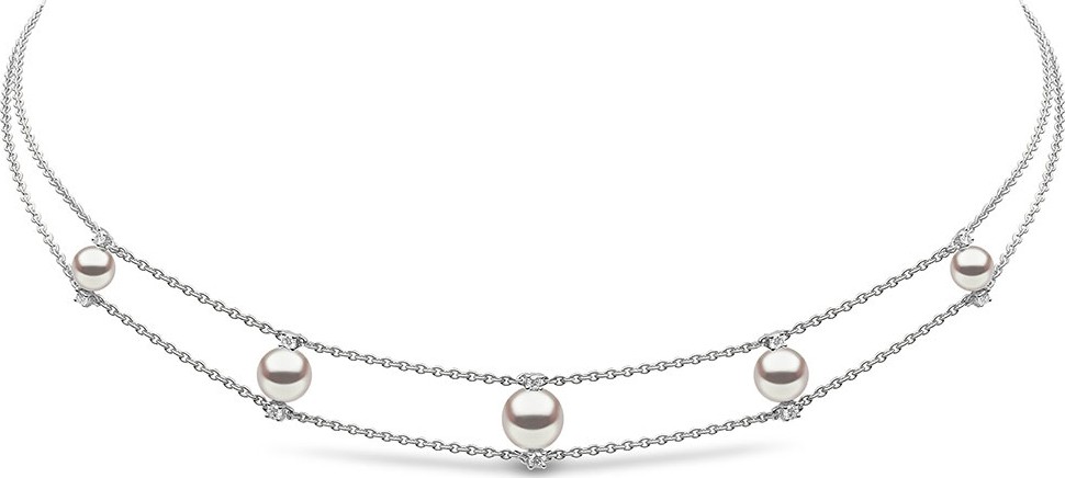 Yoko London 18k White Gold Diamond & 5-Pearl Necklace
