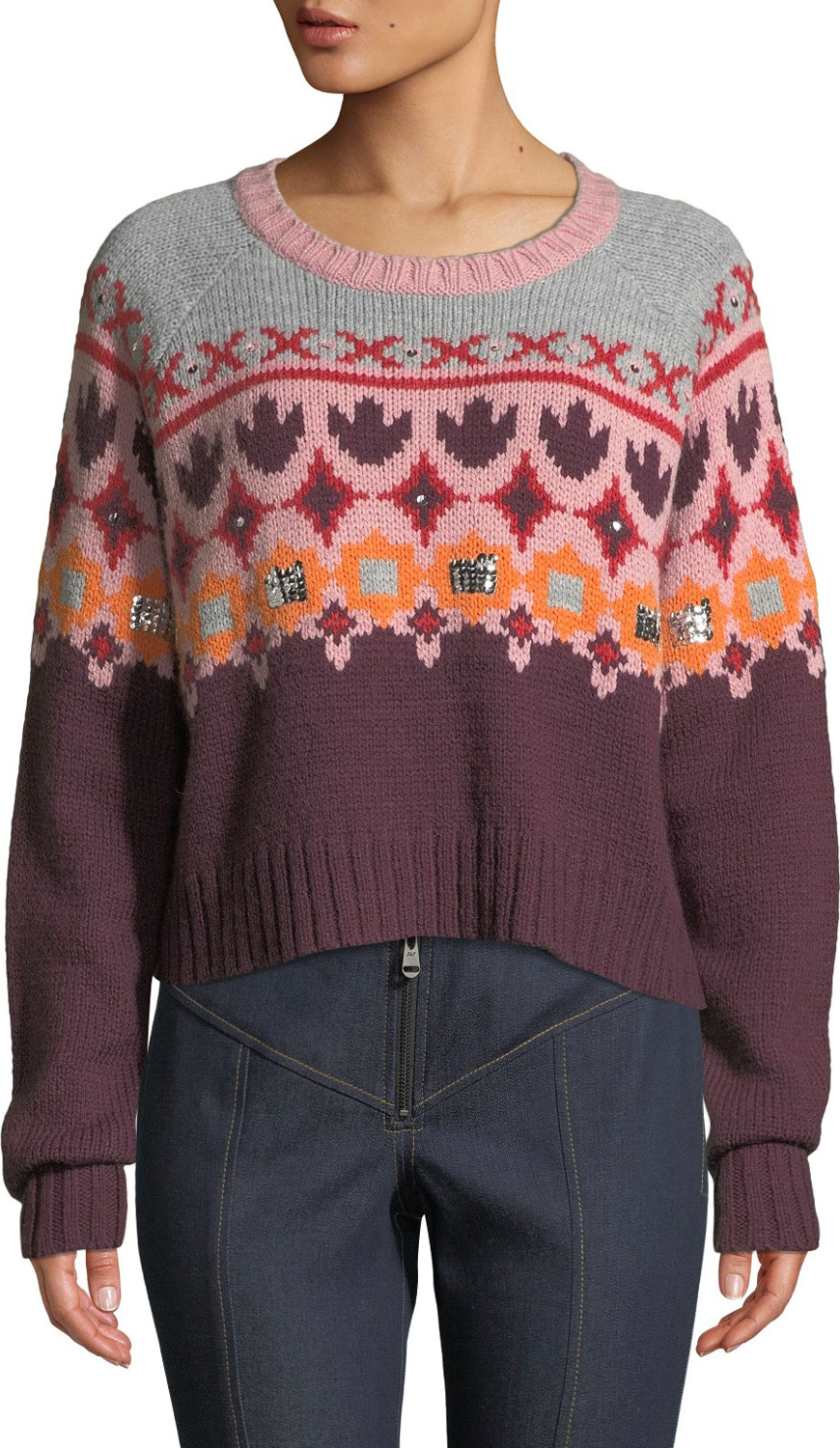 Cinq A Sept GIanni Pullover Sweater with Sequins