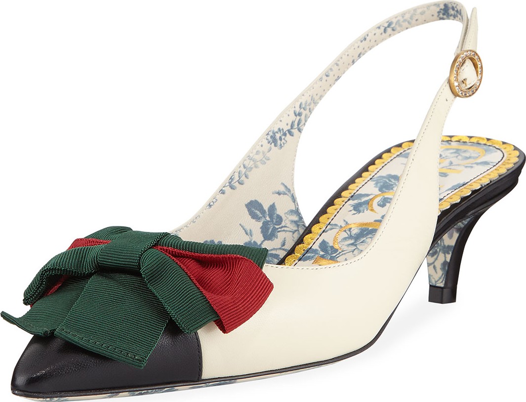 Gucci Jane Slingback Pumps with Web Bow