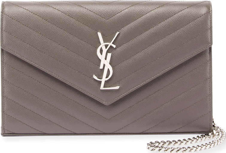 Saint Laurent Grain de Poudre Calfskin Wallet on Chain