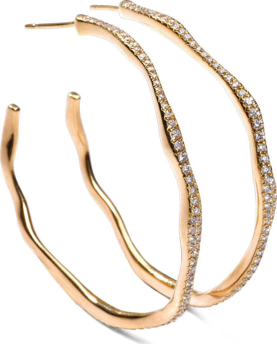 IPPOLITA Drizzle #3 Wavy Diamond Gold Hoop Earrings