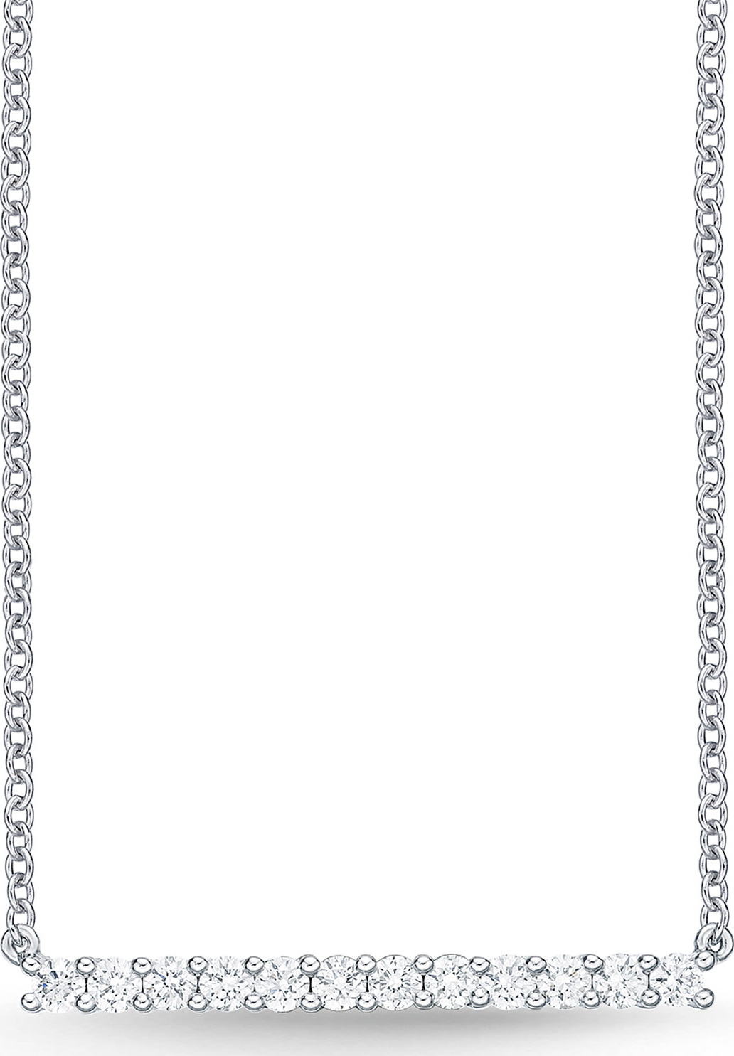 Memoire 18k White Gold Small Diamond Bar Pendant Necklace