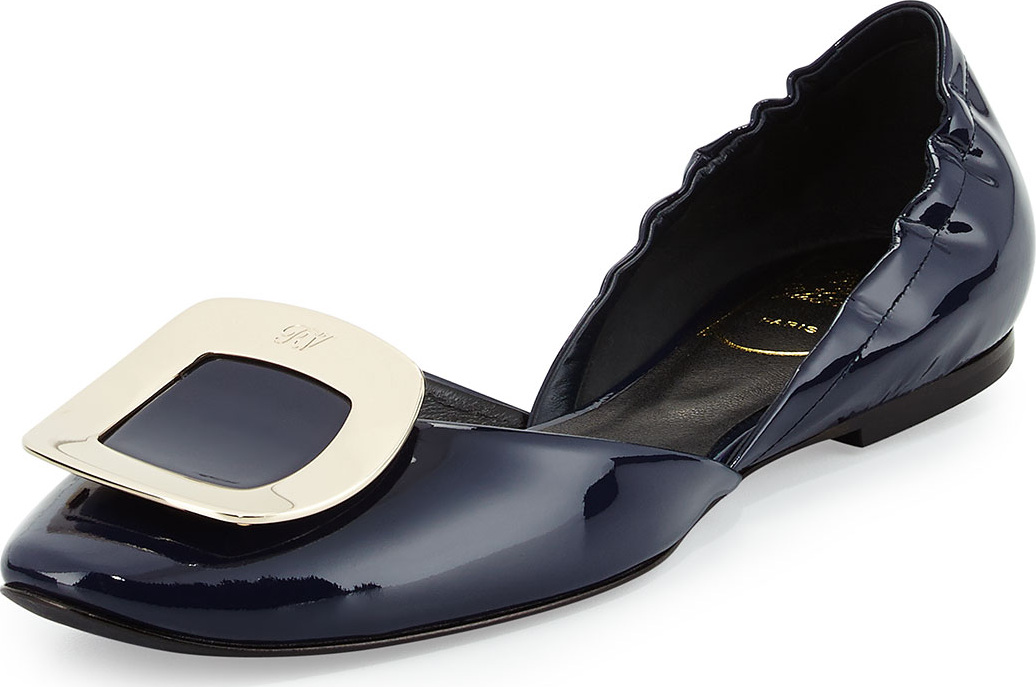 Roger Vivier Ballerine Chips Patent d'Orsay Flat, Navy