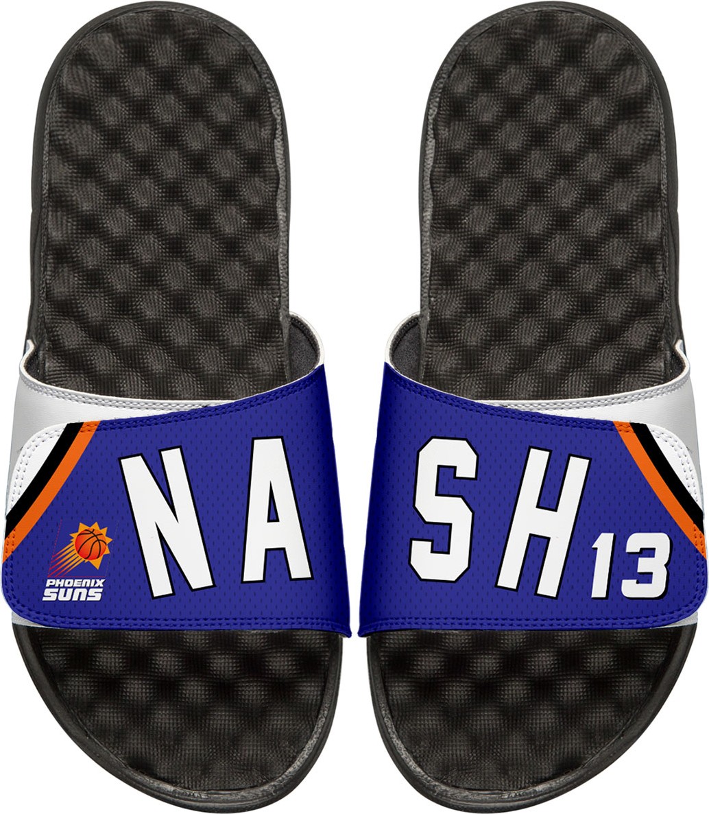 ISlide Men's NBA Retro Legends Steve Nash #13 Jersey Slide Sandals, White