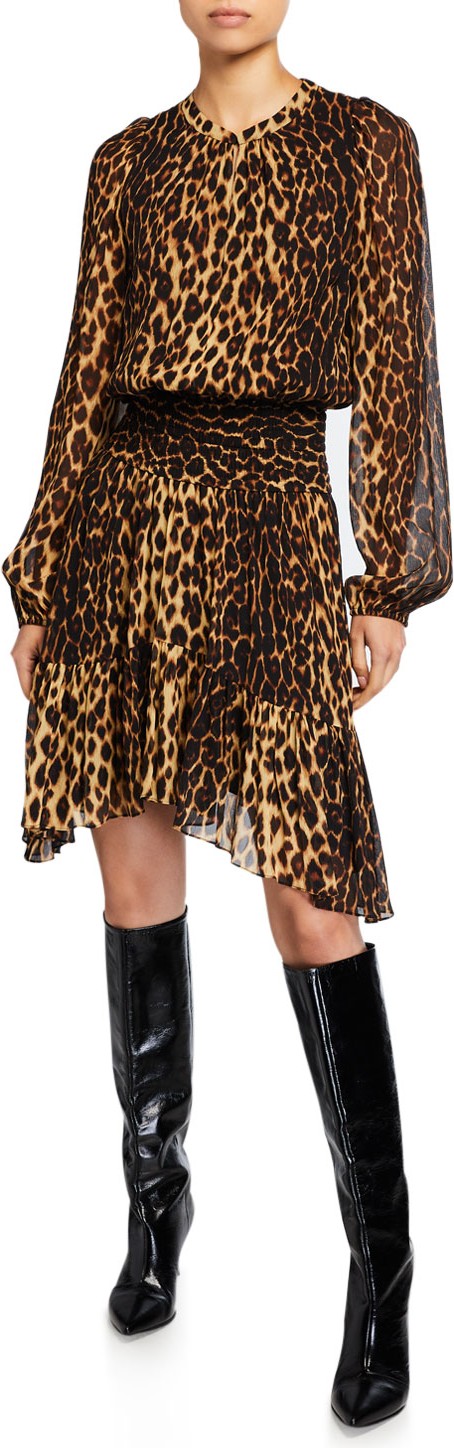 A.L.C. Sidney Leopard-Print Asymmetrical Dress