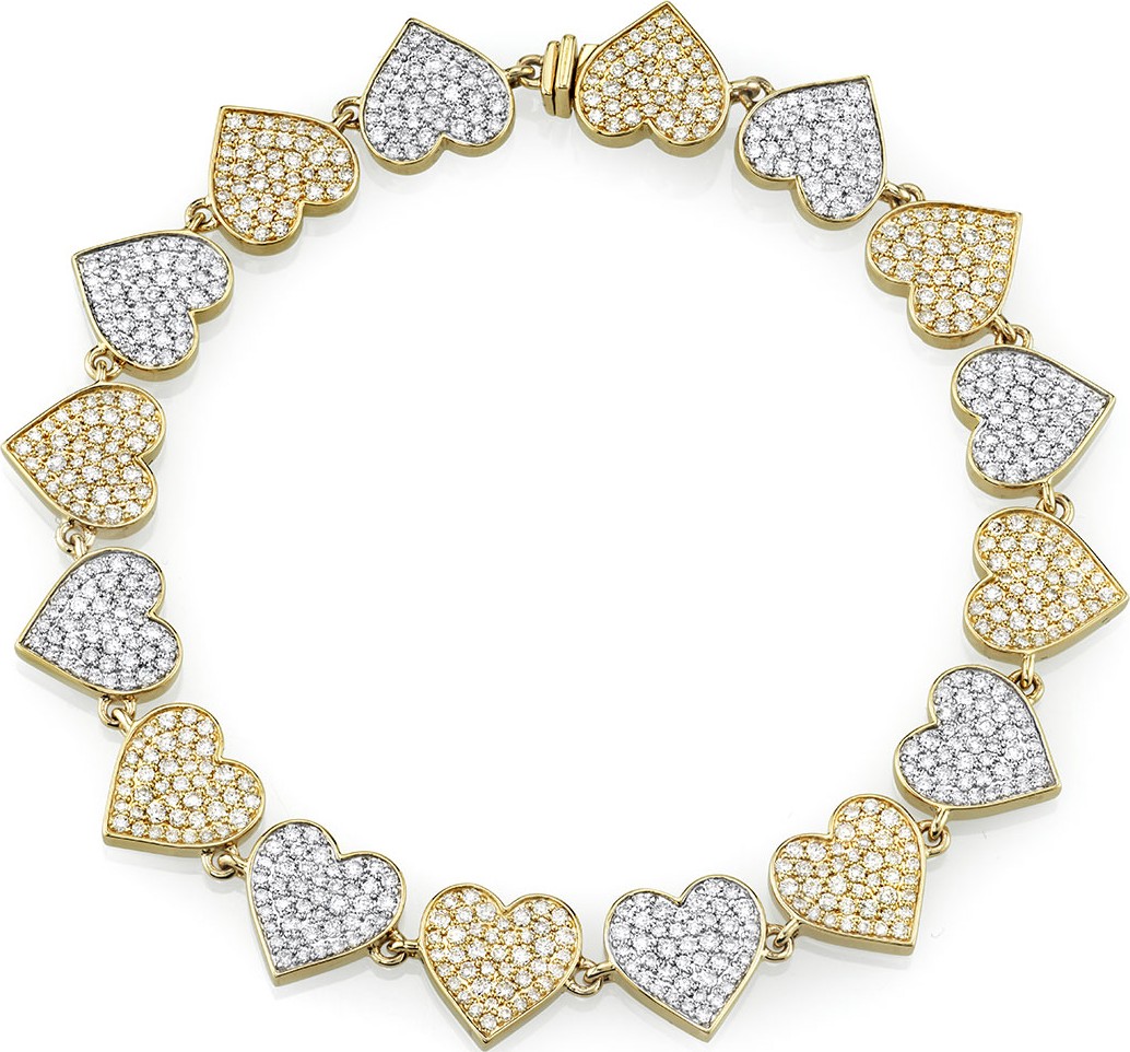 Sydney Evan Two-Tone 14k Gold Diamond Heart Eternity Necklace