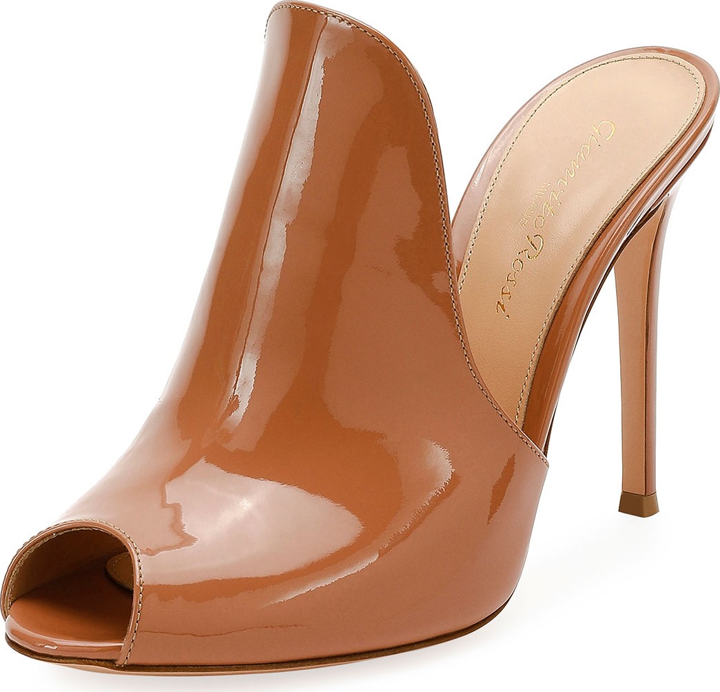 Gianvito Rossi 105mm Patent Leather Mule Sandal
