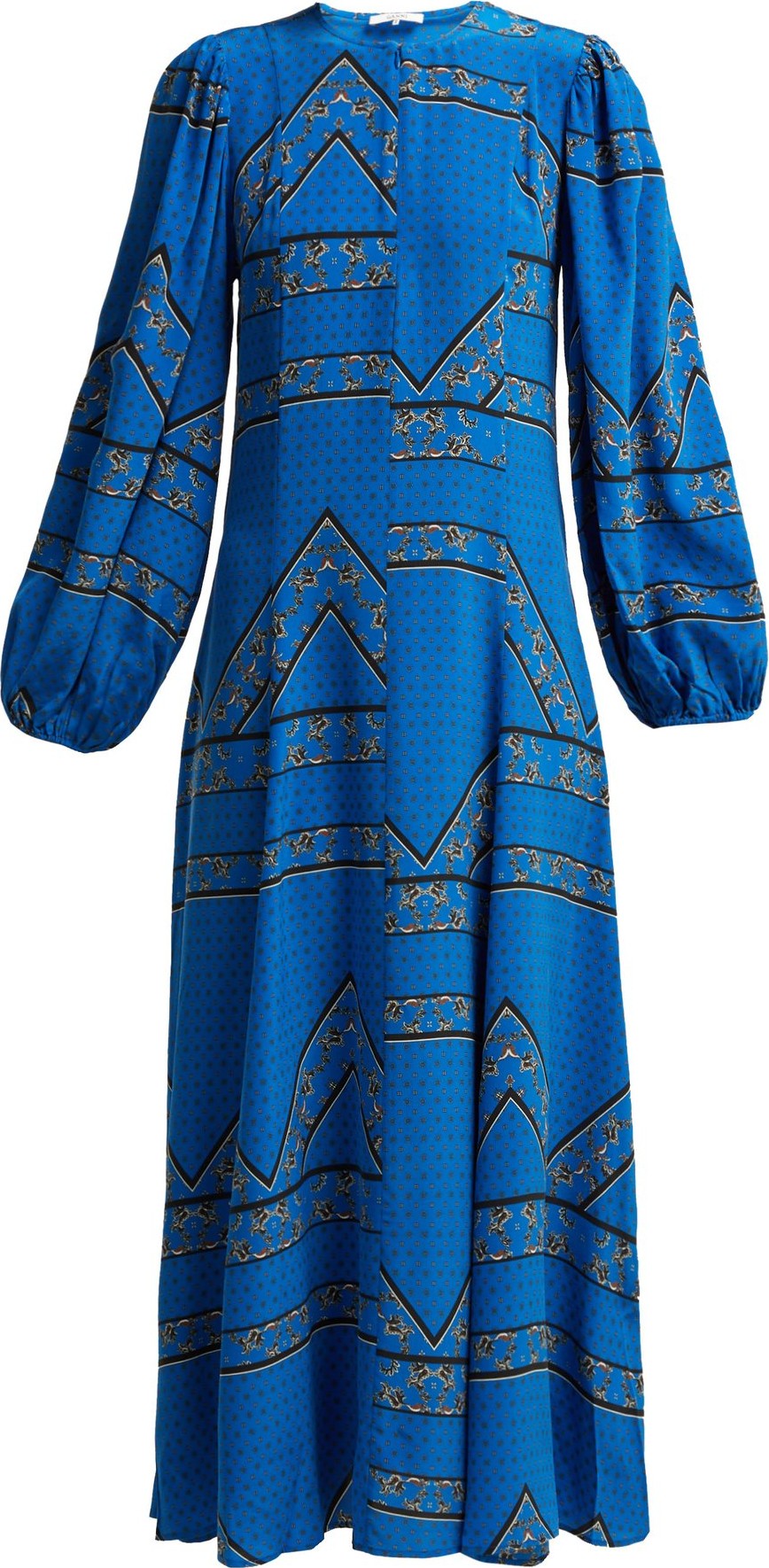 Ganni Cloverdale printed silk dress