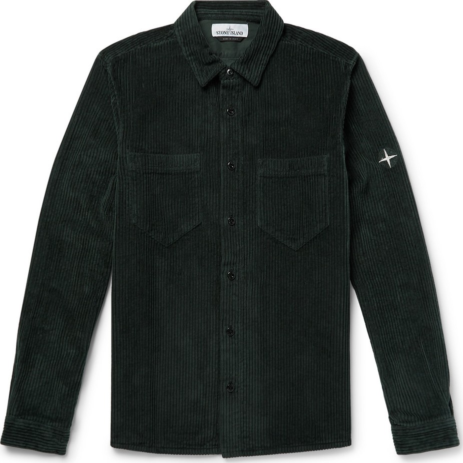 Stone Island Logo-Embroidered Cotton-Corduroy Overshirt