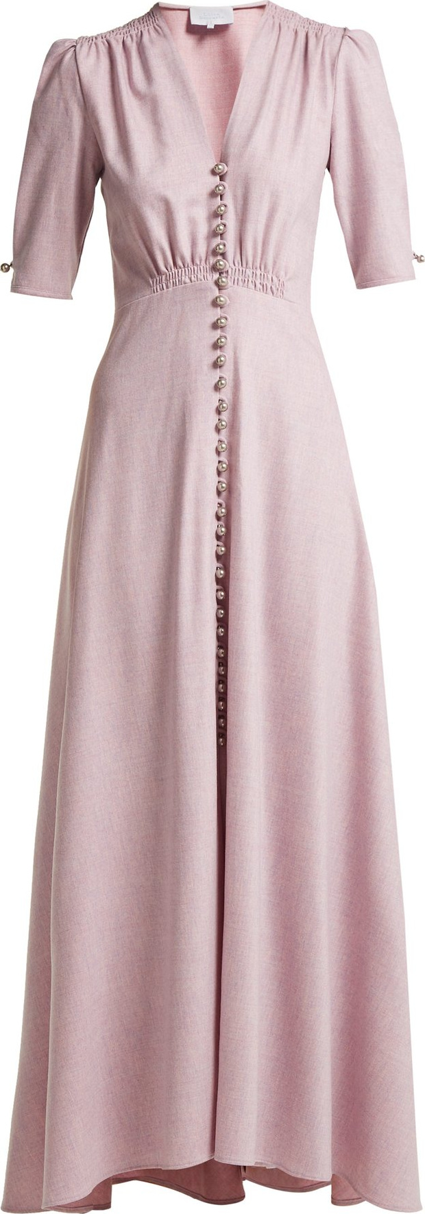 luisa beccaria Wool-blend V-neck button-down tea gown