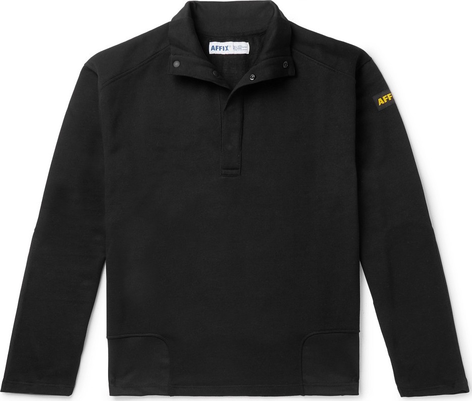 Affix Logo-Appliquéd Fleece-Back Jersey Half-Placket Sweatshirt