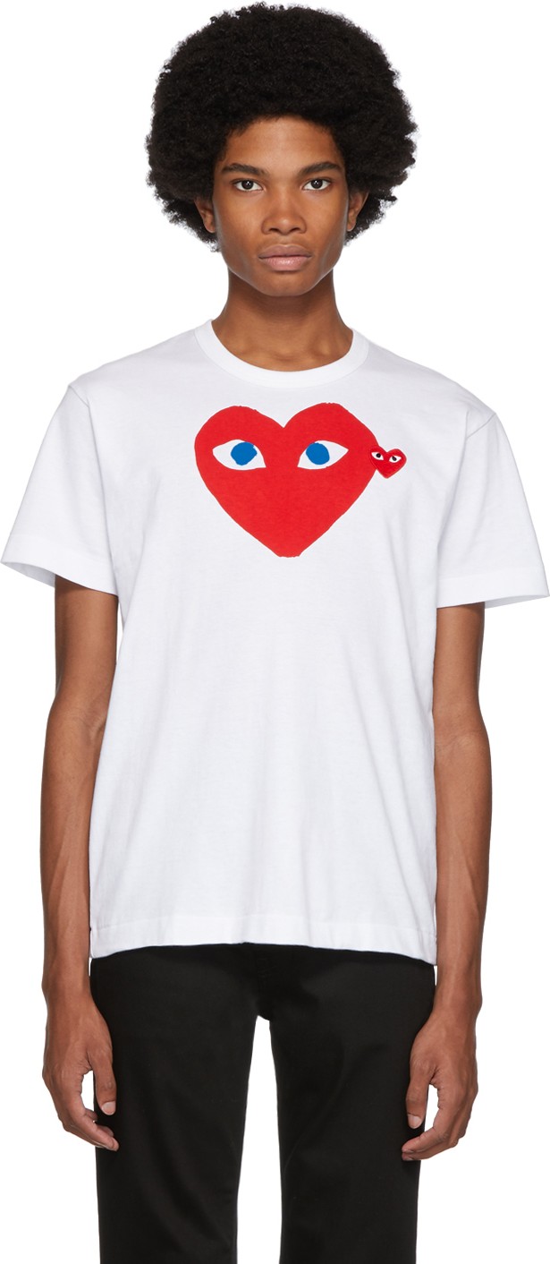 Comme Des Garcons PLAY White Big Heart Blue Eyes T-Shirt