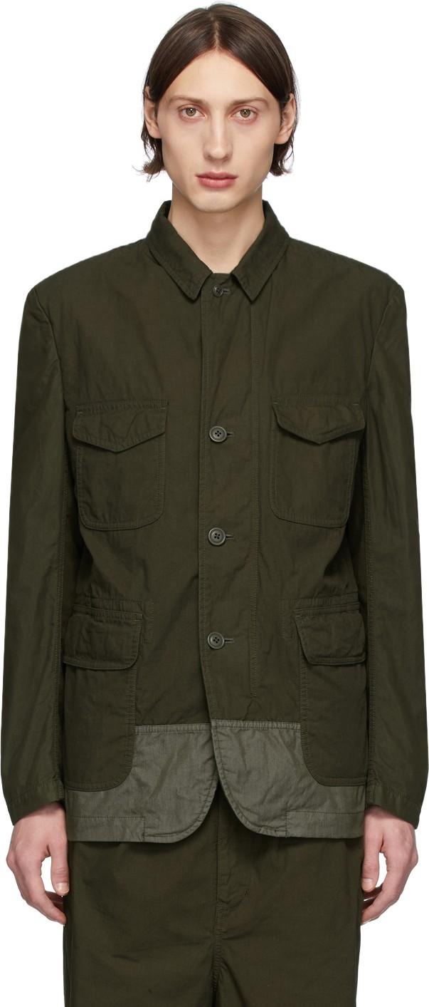 Comme des Garçons Homme Khaki Multi-Fabric Garment-Dyed Field Blazer